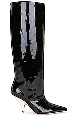 Bally Kika Patent Knee High Boot in Black & Bone, view 1, click to view large image.