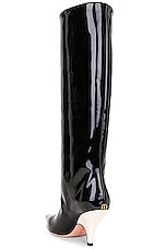 Bally Kika Patent Knee High Boot in Black & Bone, view 3, click to view large image.