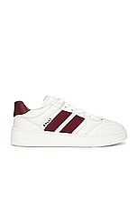 Bally Rebby Sneaker in White & Bally Red, view 1, click to view large image.