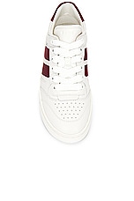 Bally Rebby Sneaker in White & Bally Red, view 4, click to view large image.