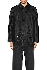 Barbour Beaufort Wax Jacket in Black, view 4, click to view large image.