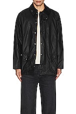 Barbour Beaufort Wax Jacket in Black, view 5, click to view large image.
