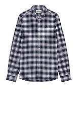 Barbour Langton Tailored Shirt in Navy, view 1, click to view large image.