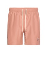 Barbour Staple Logo 5&quot; Swim Short in Pink Clay, view 1, click to view large image.