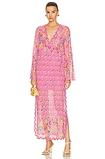 HEMANT AND NANDITA Fiora Kaftan Dress in Pink, view 1, click to view large image.
