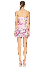 HEMANT AND NANDITA April Belt Mini Dress in Pink Floral, view 4, click to view large image.