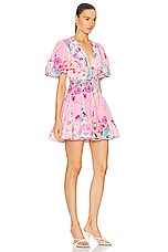 HEMANT AND NANDITA April Mini Dress in Pink Floral, view 2, click to view large image.