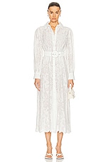 HEMANT AND NANDITA Ilara Shirt Buckle Belt Maxi Dress in White, view 1, click to view large image.