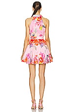 HEMANT AND NANDITA Rosa Belt Buckle Short Dress in Pink Floral, view 3, click to view large image.