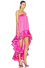 HEMANT AND NANDITA Yuri High Low Long Dress in Pink, view 2, click to view large image.