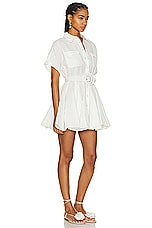 HEMANT AND NANDITA Nera Belt Buckle Short Dress in White, view 2, click to view large image.