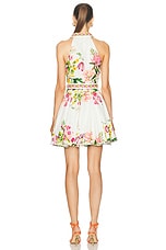 HEMANT AND NANDITA Taha Buckle Belt Short Dress in White Floral, view 3, click to view large image.