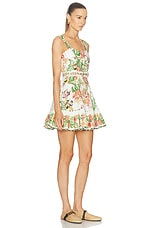 HEMANT AND NANDITA Pahi Belt Short Dress in Off White Floral, view 2, click to view large image.