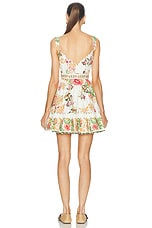 HEMANT AND NANDITA Pahi Belt Short Dress in Off White Floral, view 3, click to view large image.