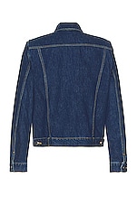 Bianca Saunders Lexxus 23 Denim Jacket in Mid Blue, view 2, click to view large image.