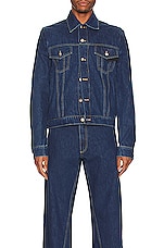 Bianca Saunders Lexxus 23 Denim Jacket in Mid Blue, view 4, click to view large image.