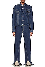 Bianca Saunders Lexxus 23 Denim Jacket in Mid Blue, view 5, click to view large image.