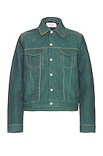 Bianca Saunders Larda Leather Jacket in Indigo & Teal Stripe, view 1, click to view large image.