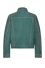 Bianca Saunders Larda Leather Jacket in Indigo & Teal Stripe, view 2, click to view large image.
