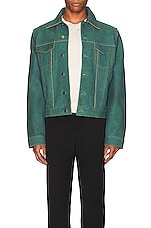 Bianca Saunders Larda Leather Jacket in Indigo & Teal Stripe, view 3, click to view large image.