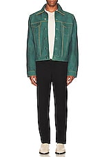 Bianca Saunders Larda Leather Jacket in Indigo & Teal Stripe, view 4, click to view large image.