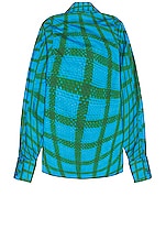 Bianca Saunders Lamont Button Down in Blue & Green Grid Print, view 2, click to view large image.