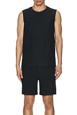 Beyond Yoga Featherweight Freeflo Muscle Tank in Darkest Night, view 3, click to view large image.
