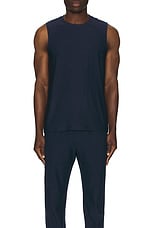 Beyond Yoga Featherweight Freeflo Muscle Tank in Nocturnal Navy, view 3, click to view large image.