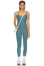 Beyond Yoga Spacedye Uplevel Midi Jumpsuit in Storm Heather, view 1, click to view large image.
