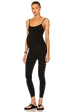 Beyond Yoga Spacedye Uplift Maternity Jumpsuit in Darkest Night, view 1, click to view large image.