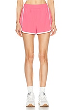 Beyond Yoga Go Retro Short in Pink Horizon & True White, view 1, click to view large image.