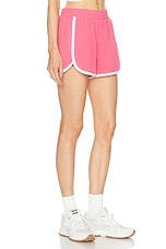 Beyond Yoga Go Retro Short in Pink Horizon & True White, view 2, click to view large image.