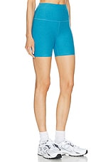 Beyond Yoga Spacedye Keep Pace Biker Short in Cali Blue Heather, view 2, click to view large image.