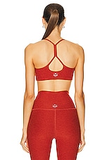 Beyond Yoga Spacedye Slim Racerback Bra in Red Sand Heather, view 3, click to view large image.