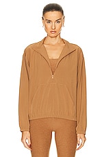 Beyond Yoga In Stride Half Zip Pullover in Toffee, view 1, click to view large image.