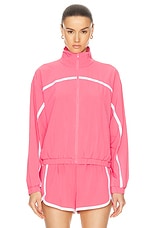 Beyond Yoga Go Retro Jacket in Pink Horizon & True White, view 2, click to view large image.
