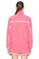 Beyond Yoga Go Retro Jacket in Pink Horizon & True White, view 4, click to view large image.