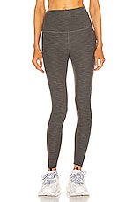Beyond Yoga Heather Rib High Waisted Midi Legging in Smoke Grey Heather, view 1, click to view large image.