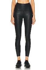 Beyond Yoga Leatherette High Waisted Midi Legging in Black Leatherette Foil, view 1, click to view large image.