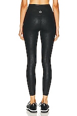 Beyond Yoga Leatherette High Waisted Midi Legging in Black Leatherette Foil, view 3, click to view large image.