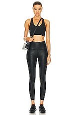 Beyond Yoga Leatherette High Waisted Midi Legging in Black Leatherette Foil, view 4, click to view large image.