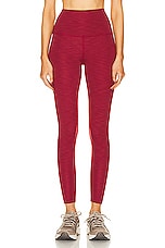 Beyond Yoga Heather Rib High Waisted Midi Legging in Rosewood Heather Rib, view 1, click to view large image.
