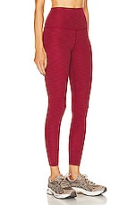 Beyond Yoga Heather Rib High Waisted Midi Legging in Rosewood Heather Rib, view 2, click to view large image.