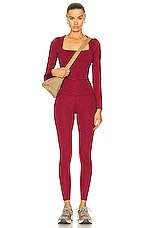Beyond Yoga Heather Rib High Waisted Midi Legging in Rosewood Heather Rib, view 4, click to view large image.