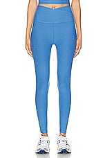 Beyond Yoga Spacedye At Your Leisure High Waisted Midi Legging in Sky Blue Heather, view 1, click to view large image.