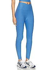 Beyond Yoga Spacedye At Your Leisure High Waisted Midi Legging in Sky Blue Heather, view 2, click to view large image.