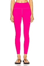 Beyond Yoga Power Beyond Strive High Waisted Midi Legging in Pink Energy, view 1, click to view large image.