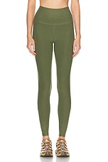 Beyond Yoga Spacedye Caught In The Midi High Waisted Legging in Moss Green Heather, view 1, click to view large image.