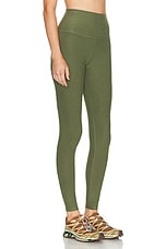 Beyond Yoga Spacedye Caught In The Midi High Waisted Legging in Moss Green Heather, view 2, click to view large image.