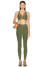 Beyond Yoga Spacedye Caught In The Midi High Waisted Legging in Moss Green Heather, view 4, click to view large image.